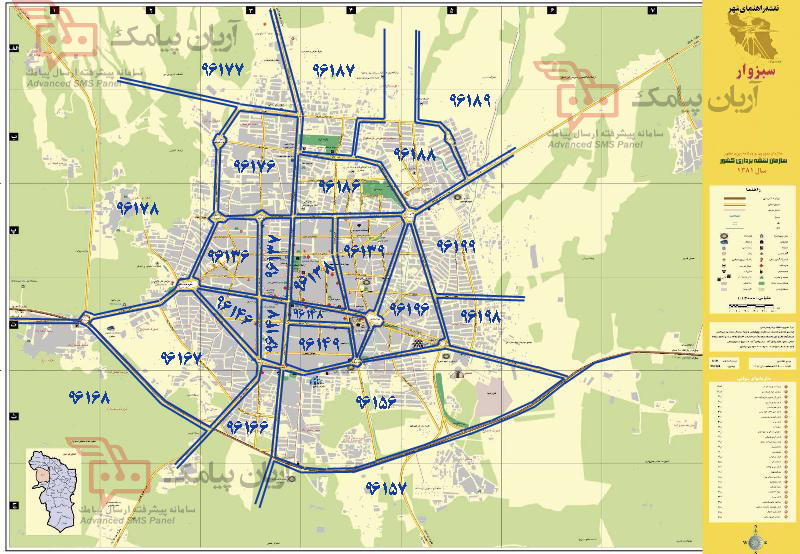 نقشه شهر سبزوار
